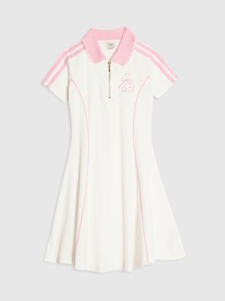 River Island Cream Polo Collar Jersey Dress - Image 1 of 4 River Island Cream Polo Collar Jersey Dress - Image 1 of 4
