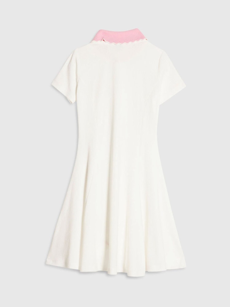 River Island Cream Polo Collar Jersey Dress - Image 2 of 4 River Island Cream Polo Collar Jersey Dress - Image 2 of 4