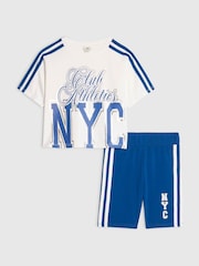 River Island White Number T-Shirt & Cycle Shorts Set - Image 1 of 5