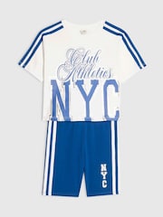 River Island White Number T-Shirt & Cycle Shorts Set - Image 3 of 5