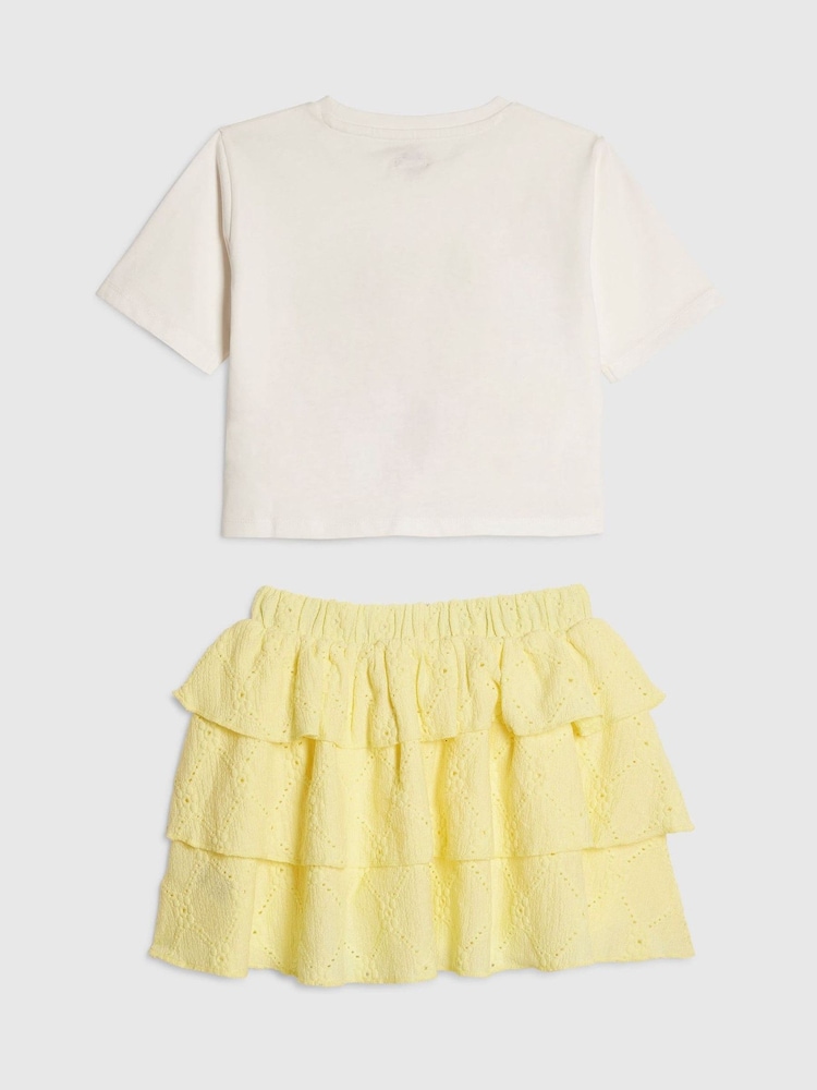River Island Yellow Floral T-Shirt & Rara Skirt Set - Image 2 of 4