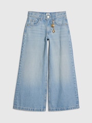 River Island Blue Wide Fit Jeans With Key Charm - Image 1 of 4