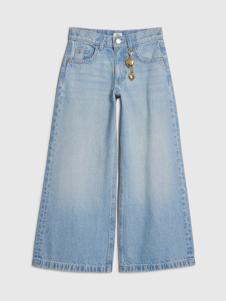 River Island Blue Wide Fit Jeans With Key Charm - Image 1 of 4