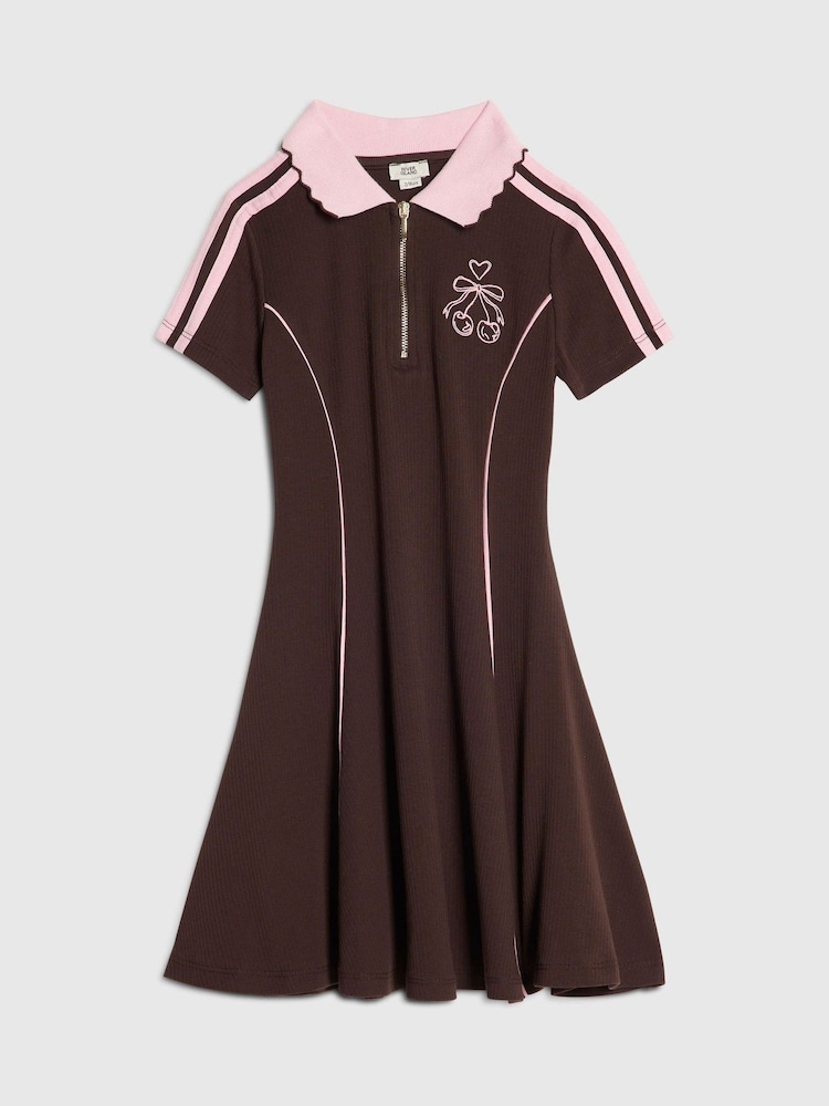River Island Brown Polo Collar Jersey Dress - Image 1 of 4
