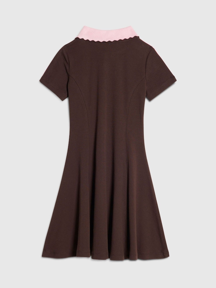 River Island Brown Polo Collar Jersey Dress - Image 2 of 4