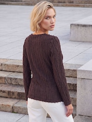 Roman Brown Horsebit Trim Textured Top - Image 2 of 4