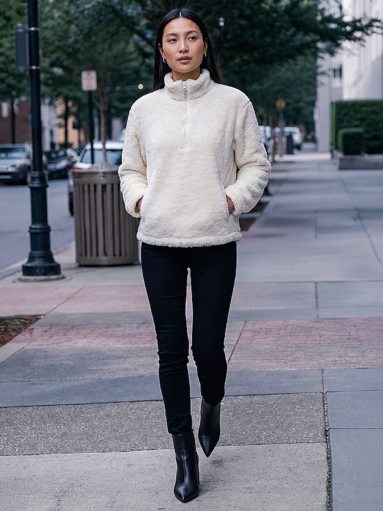 Roman Cream Sherpa Zip Neck Fleece - Image 2 of 4