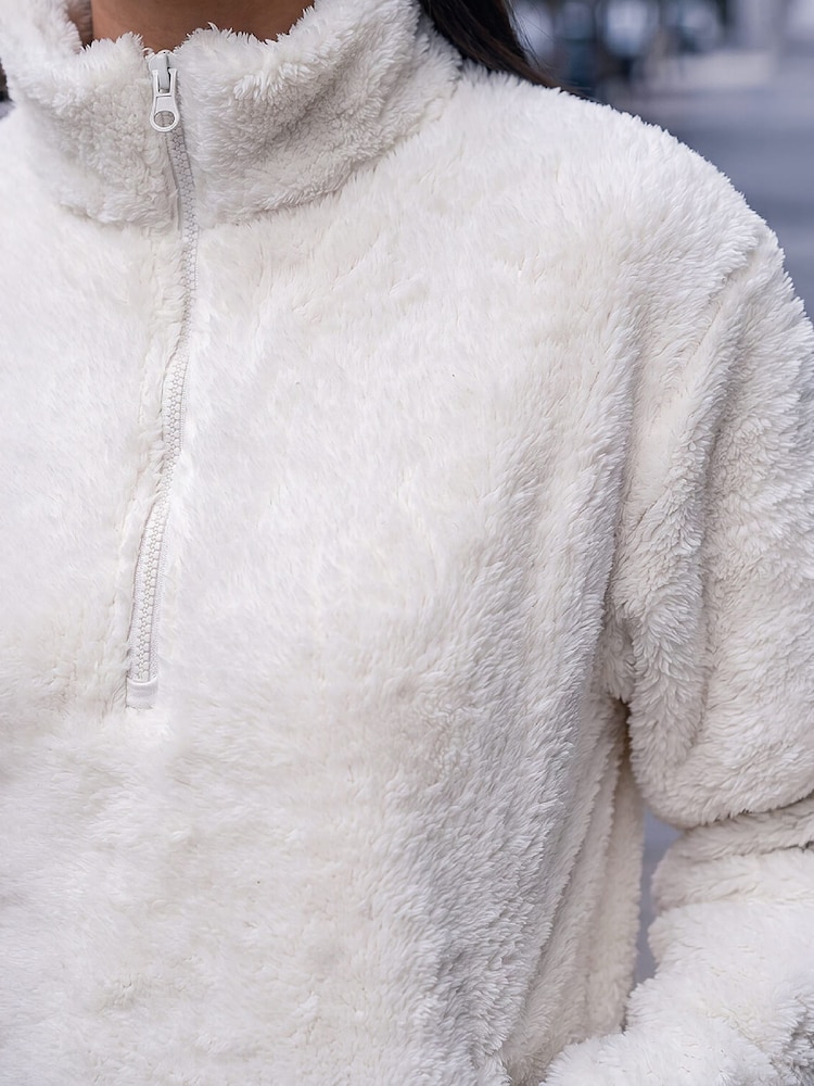 Roman Cream Sherpa Zip Neck Fleece - Image 4 of 4