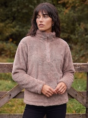 Roman Brown Sherpa Zip Neck Fleece - Image 1 of 4