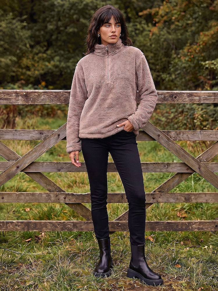 Roman Brown Sherpa Zip Neck Fleece - Image 2 of 4
