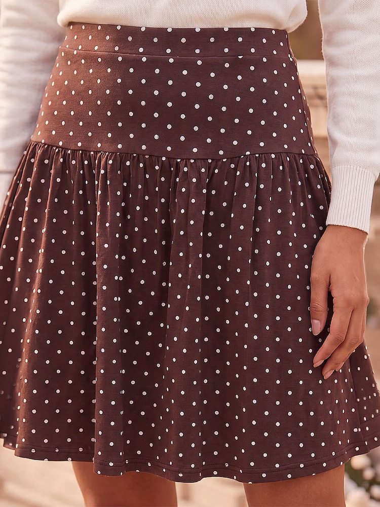 Roman Brown Polka Dot Frill Skirt - Image 4 of 4 Roman Brown Polka Dot Frill Skirt - Image 4 of 4
