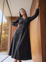 Roman Black Button Through Midi Dress - Image 1 of 4