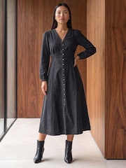 Roman Black Button Through Midi Dress - Image 2 of 4