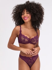 Boux Avenue Purple Veronique lace thong Knickers - Image 3 of 4