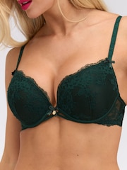 Boux Avenue Green Sidonie Lace Push Up Plunge Bra - Image 5 of 5