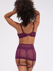 Boux Avenue Purple Veronique lace Skirt Suspenders - Image 2 of 4