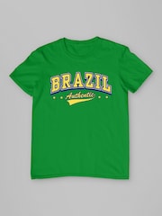 All + Every Green Brazil Authentic Retro Sports World Cup Football T-Shirt - Image 2 of 3