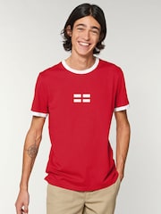 All + Every Red England Flag Retro Badge World Cup Football T-Shirt - Image 1 of 3