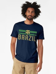 All + Every Blue Brazil Flag Colours World Cup Football T-Shirt - Image 1 of 3