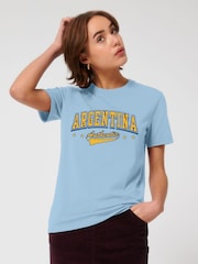 All + Every Blue Argentina Authentic Retro Sports World Cup Football T-Shirt - Image 1 of 3