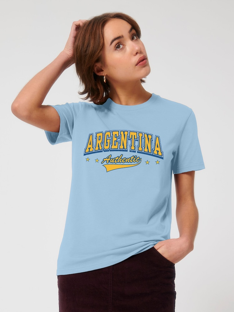 All + Every Blue Argentina Authentic Retro Sports World Cup Football T-Shirt - Image 1 of 3 All + Every Blue Argentina Authentic Retro Sports World Cup Football T-Shirt - Image 1 of 3