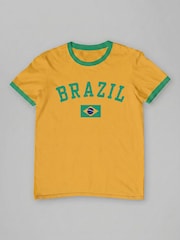 All + Every Yellow Brazil World Cup Football Retro T-Shirt - Image 2 of 3