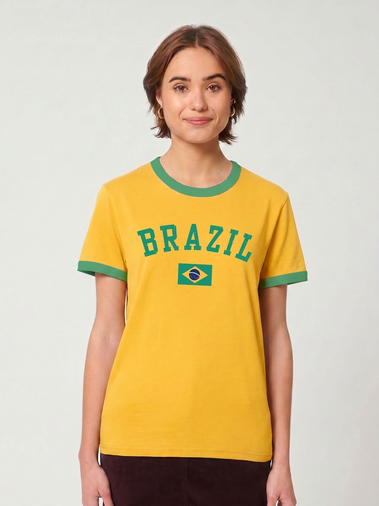 All + Every Yellow Brazil World Cup Football Retro T-Shirt - Image 1 of 3