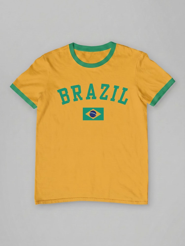 All + Every Yellow Brazil World Cup Football Retro T-Shirt - Image 2 of 3