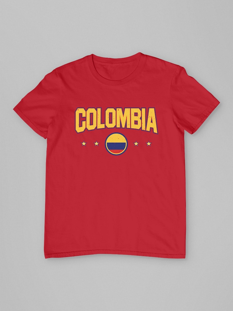 All + Every Red Colombia Retro World Cup Football T-Shirt - Image 2 of 3 All + Every Red Colombia Retro World Cup Football T-Shirt - Image 2 of 3