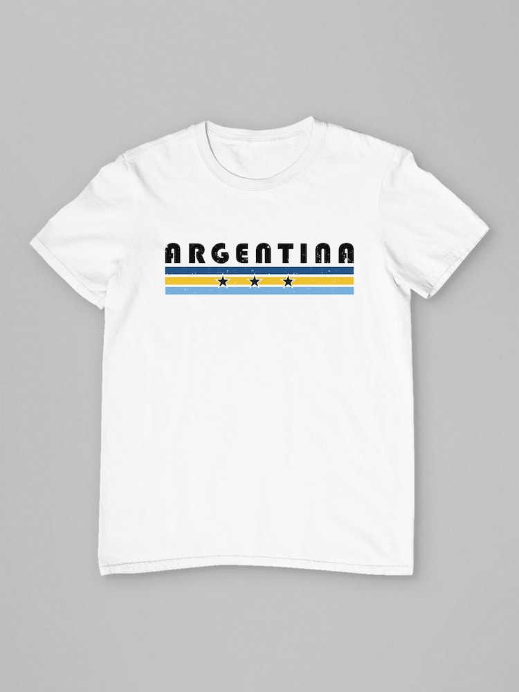 All + Every White Argentina Retro Sports Stars World Cup Football T-Shirt - Image 2 of 3 All + Every White Argentina Retro Sports Stars World Cup Football T-Shirt - Image 2 of 3