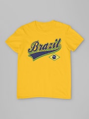 All + Every Yellow Brazil Sao Paulo Retro Sports World Cup Football T-Shirt - Image 2 of 3