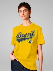 All + Every Yellow Brazil Sao Paulo Retro Sports World Cup Football T-Shirt - Image 1 of 3