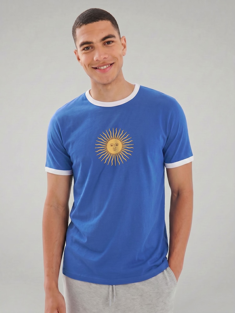 All + Every Blue Argentina Flag Sun World Cup Football T-Shirt - Image 1 of 3