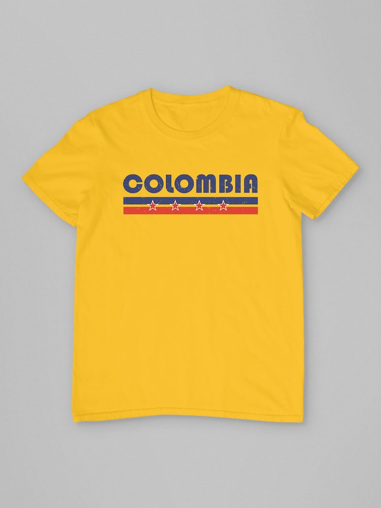 All + Every Yellow Colombia Retro Sports Stars World Cup Football T-Shirt - Image 2 of 3
