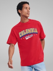All + Every Red Colombia Authentic Retro Sports World Cup Football T-Shirt - Image 1 of 3