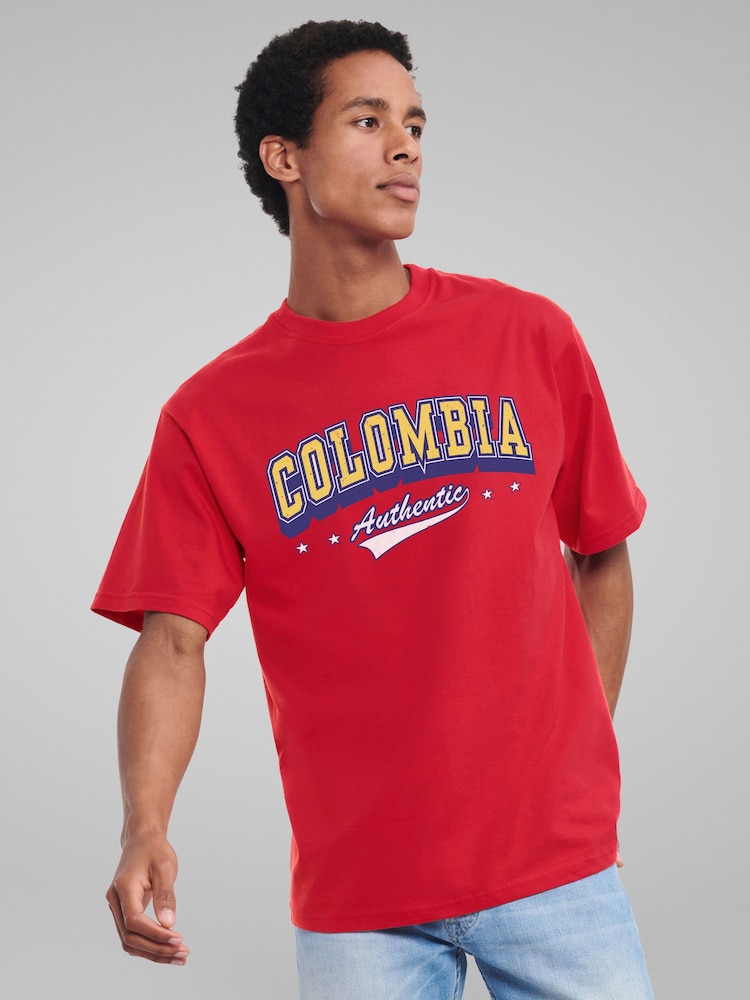 All + Every Red Colombia Authentic Retro Sports World Cup Football T-Shirt - Image 1 of 3 All + Every Red Colombia Authentic Retro Sports World Cup Football T-Shirt - Image 1 of 3