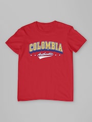 All + Every Red Colombia Authentic Retro Sports World Cup Football T-Shirt - Image 2 of 3