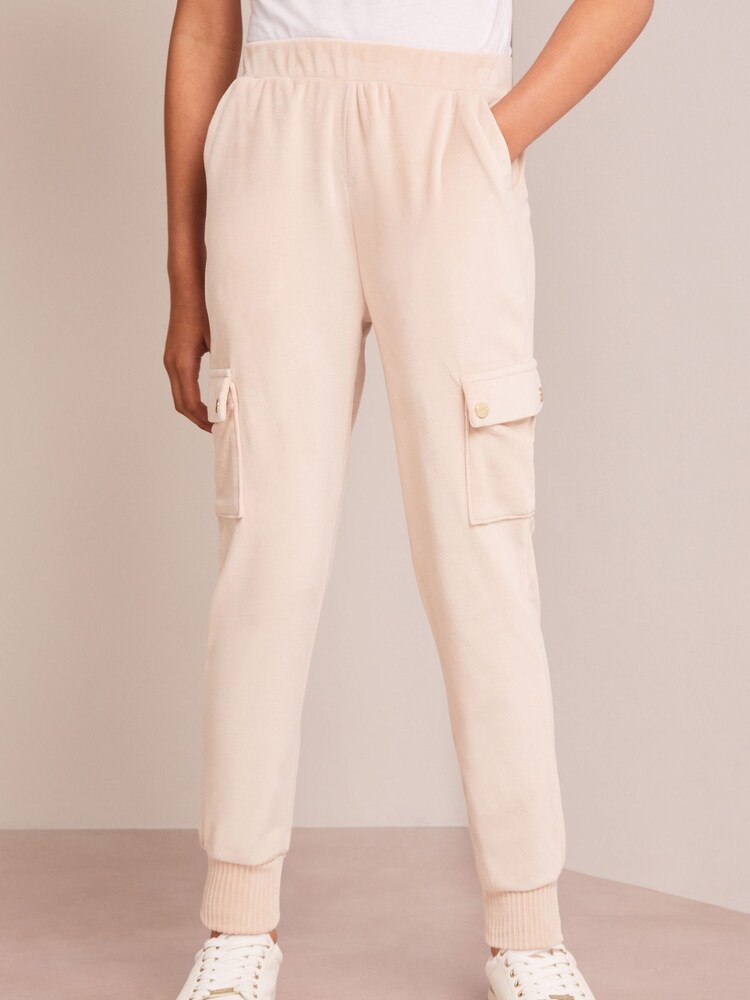 Lipsy Pink Super Soft Cuffed Velour Joggers - Image 1 of 4