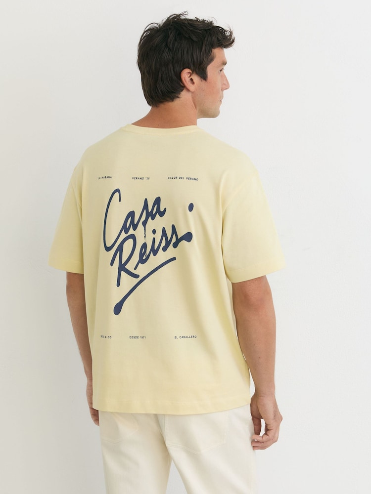 Reiss Yellow Casa Cotton Logo Short-Sleeve Relaxed T-Shirt - Image 1 of 7