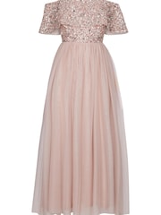 Maya Mid Pink Embellished Bardot Midaxi Dress - Image 1 of 1