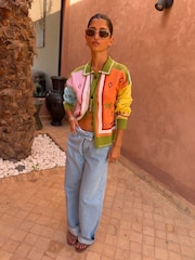 Never Fully Dressed Green Geometric Palm Cardigan - Image 1 of 4