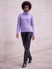 Roman Purple Soft Cable Roll Neck Jumper - Image 2 of 4