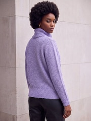 Roman Purple Soft Cable Roll Neck Jumper - Image 3 of 4