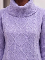 Roman Purple Soft Cable Roll Neck Jumper - Image 4 of 4