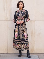 Roman Bordered Floral Dress - 4суретінің 2 суреті