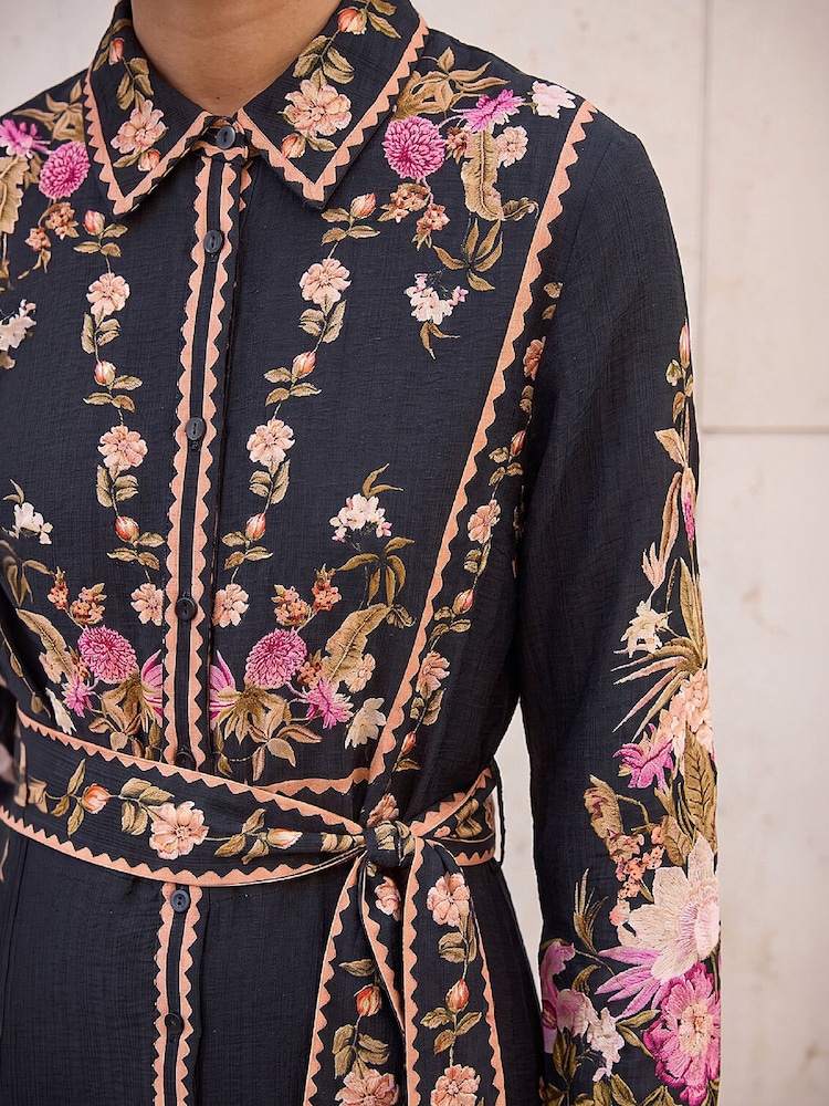 Roman Bordered Floral Dress - 4суретінің 4 суреті