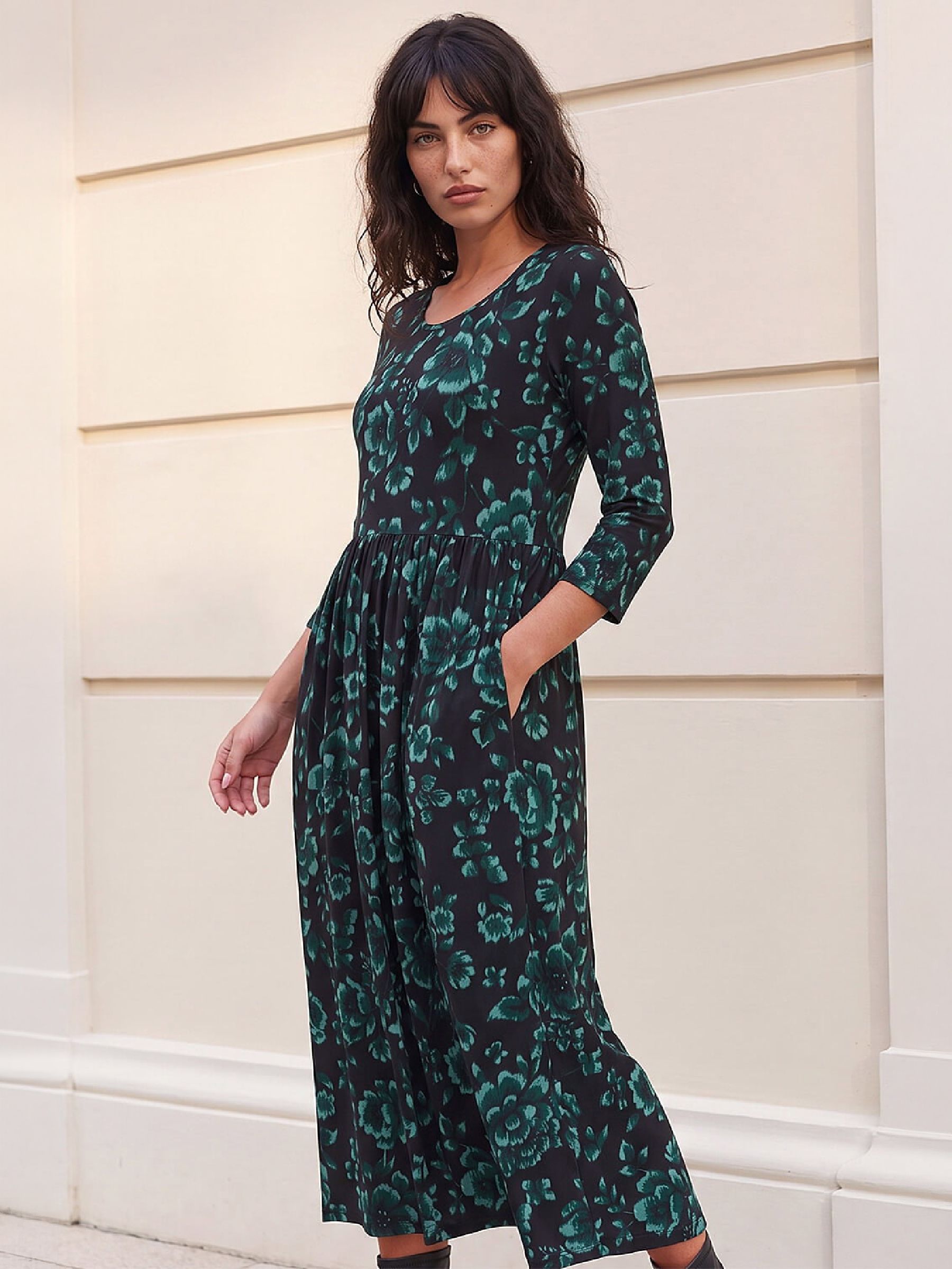 Roman Women's Dark Green Abstract Floral Midi Dress In | Size: 18 - Image 2