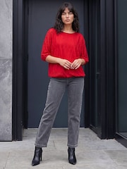 Roman Red Mesh Bubble Hem Stretch Top - Image 2 of 4
