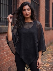 Roman Black Textured Cape Top - Image 1 of 4