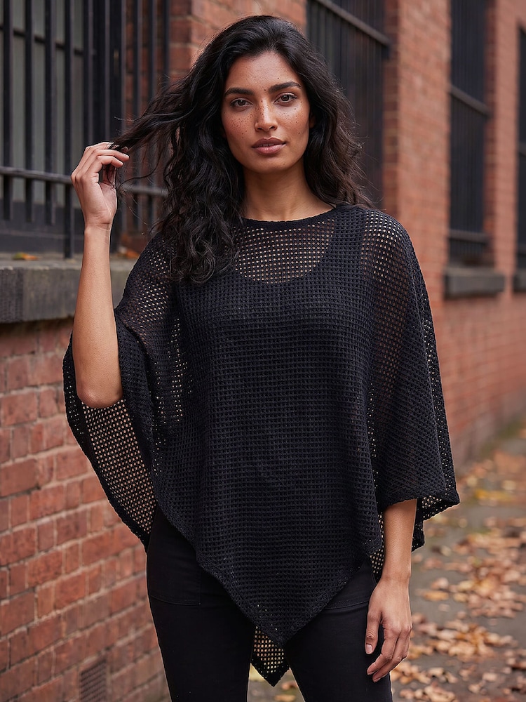 Roman Black Textured Cape Top - Image 1 of 4 Roman Black Textured Cape Top - Image 1 of 4